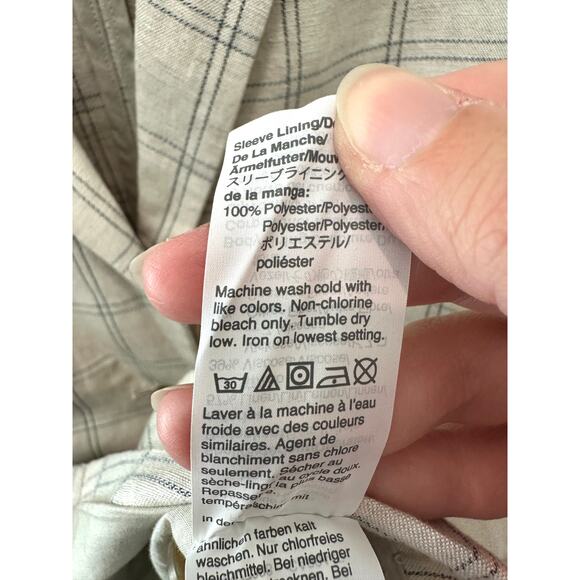 MADEWELL Cream Plaid Linen Blend Blazer Windowpane Check Lightweight Jacket | XS - Picture 7 of 7